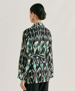 Giacca Cristal In Viscosa Lino - Nero Multicolor