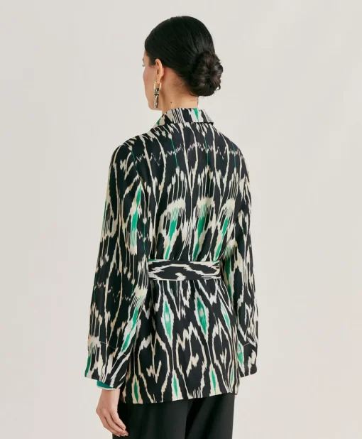 Giacca Cristal In Viscosa Lino - Nero Multicolor