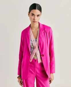Giacca Lunel In Lino Cotone - Fucsia