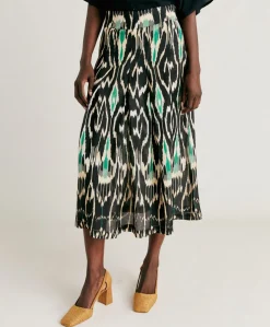 Gonna Celestin In Viscosa Lino - Nero Multicolor