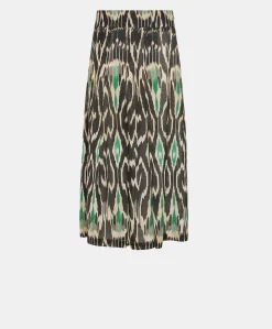Gonna Celestin In Viscosa Lino - Nero Multicolor