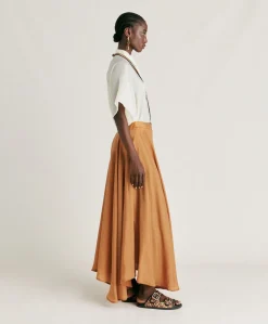Gonna Corral In Cupro Jacquard - Liquirizia