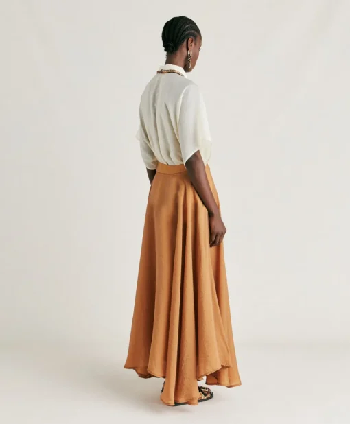 Gonna Corral In Cupro Jacquard - Liquirizia
