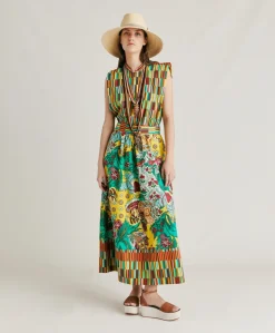 Gonna Iris In Popeline - Multicolor Giallo