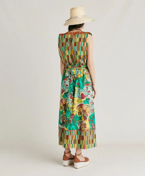 Gonna Iris In Popeline - Multicolor Giallo
