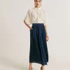 Gonna Nicolas In Acetato Seta - Blu Notte