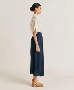 Gonna Nicolas In Acetato Seta - Blu Notte