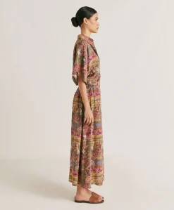 Gonna Olla In Crepe De Chine - Oliva Multicolor