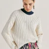 Maglia Baumette Con Mix Di Punti - Panna