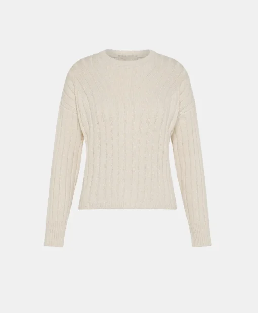 Maglia Baumette Con Mix Di Punti - Panna