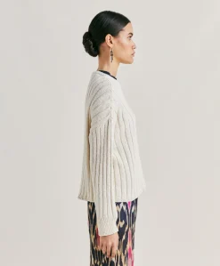 Maglia Baumette Con Mix Di Punti - Panna