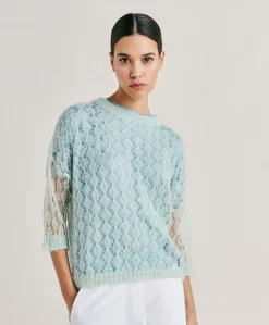 Maglia Campanula In Soft Mohair - Turchese