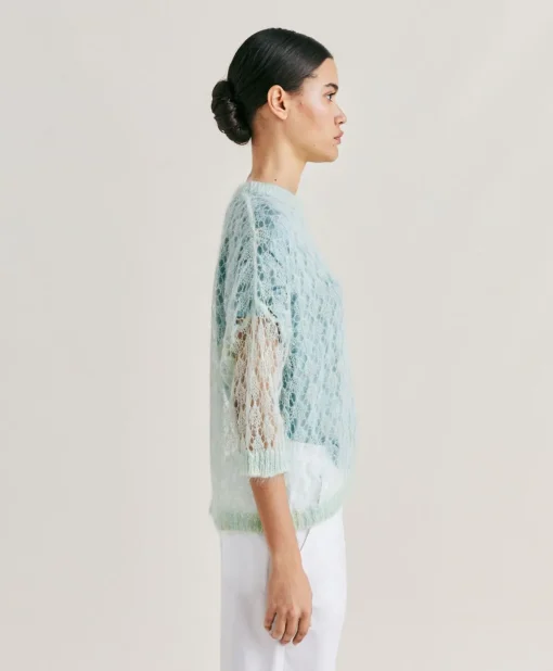 Maglia Campanula In Soft Mohair - Turchese