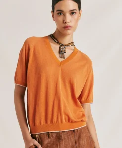 Maglia Edie In Lino - Arancio