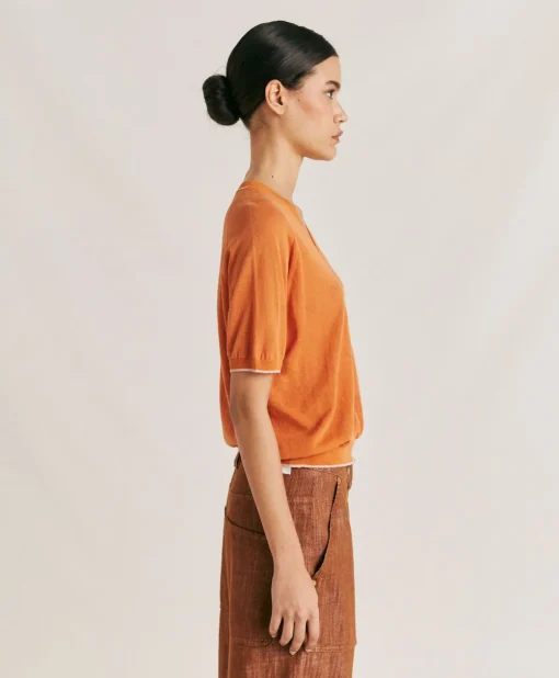 Maglia Edie In Lino - Arancio