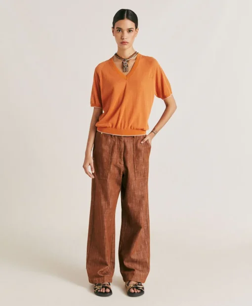 Maglia Edie In Lino - Arancio