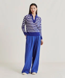 Maglia Egide Perlata Righe Lurex - Bluette