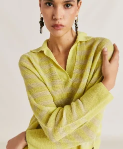 Maglia Egide Perlata Righe Lurex - Lime