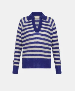 Maglia Egide Perlata Righe Lurex - Bluette