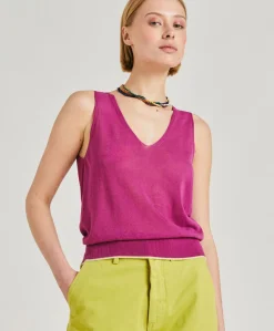 Maglia Graziosa In Lino - Ciclamino