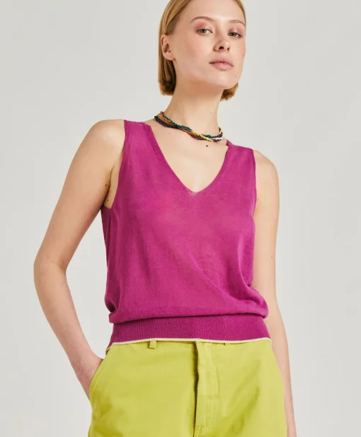 Maglia Graziosa In Lino - Ciclamino