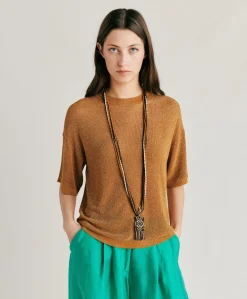 Maglia Jacinto Perlata Lurex - Caramello