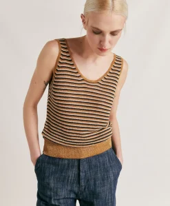 Maglia Liccia Perlata A Righe - Multicolor