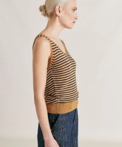 Maglia Liccia Perlata A Righe - Multicolor