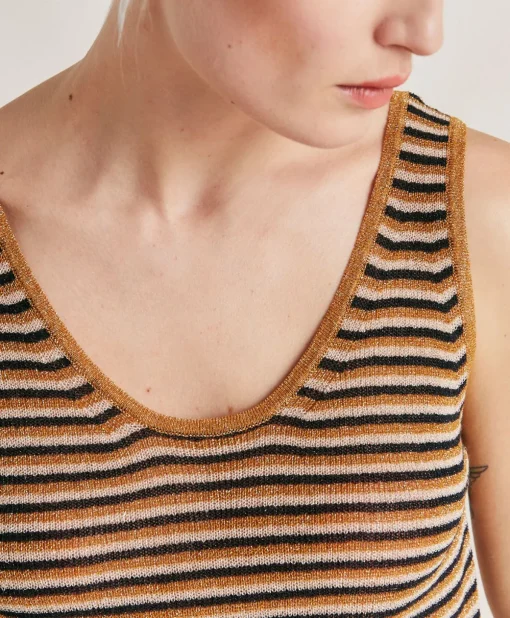 Maglia Liccia Perlata A Righe - Multicolor