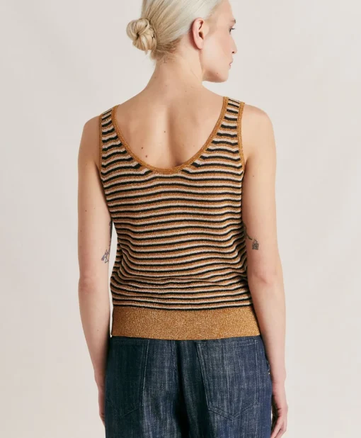 Maglia Liccia Perlata A Righe - Multicolor