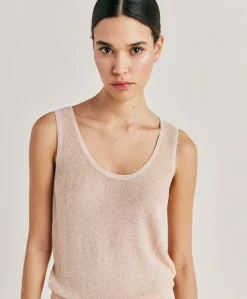Maglia Liccia Perlata Lurex - Cipria