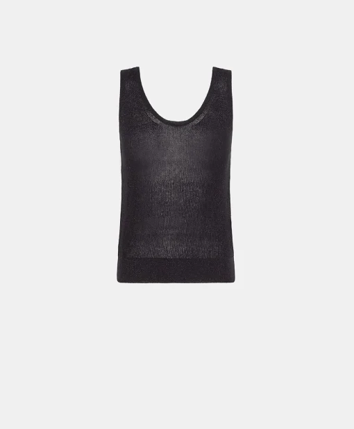 Maglia Liccia Perlata Lurex - Blu Notte