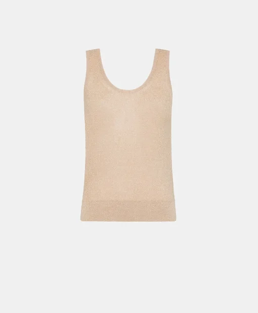 Maglia Liccia Perlata Lurex - Cipria