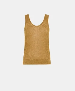Maglia Liccia Perlata Lurex - Caramello