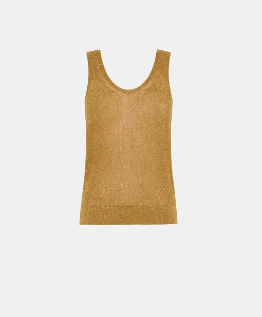Maglia Liccia Perlata Lurex - Caramello