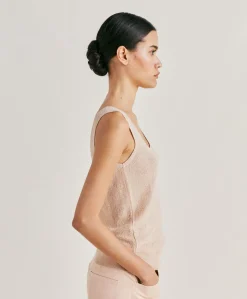 Maglia Liccia Perlata Lurex - Cipria