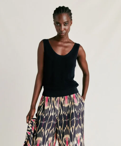 Maglia Liccia Perlata Lurex - Blu Notte