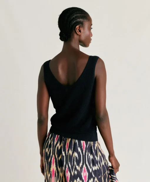 Maglia Liccia Perlata Lurex - Blu Notte