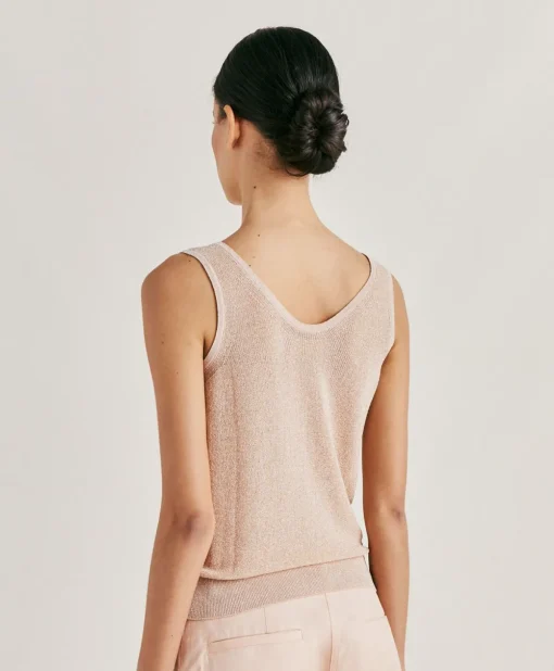 Maglia Liccia Perlata Lurex - Cipria