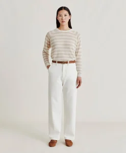 Maglia Marmotta Perlata Righe Lurex - Panna