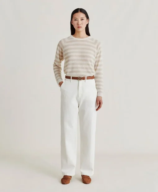 Maglia Marmotta Perlata Righe Lurex - Panna