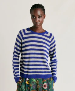 Maglia Marmotta Perlata Righe Lurex - Bluette