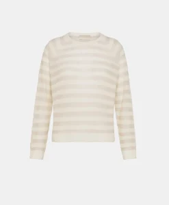 Maglia Marmotta Perlata Righe Lurex - Panna