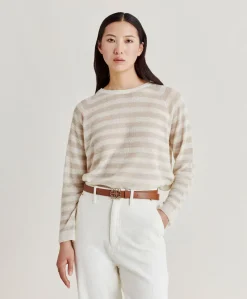 Maglia Marmotta Perlata Righe Lurex - Panna