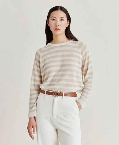 Maglia Marmotta Perlata Righe Lurex - Panna
