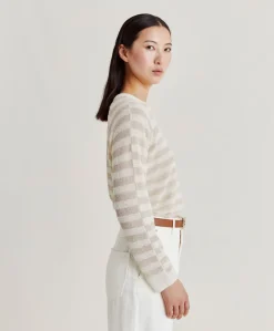 Maglia Marmotta Perlata Righe Lurex - Panna