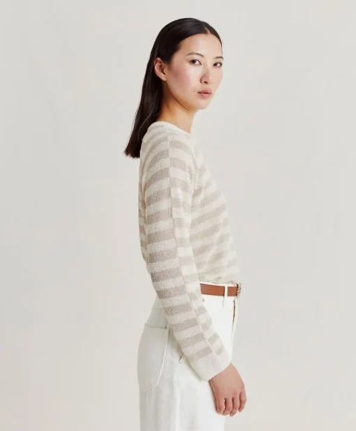 Maglia Marmotta Perlata Righe Lurex - Panna