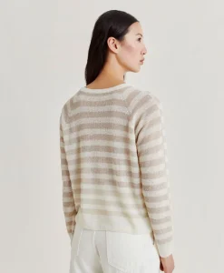 Maglia Marmotta Perlata Righe Lurex - Panna
