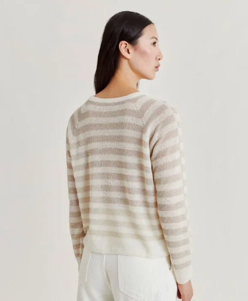 Maglia Marmotta Perlata Righe Lurex - Panna