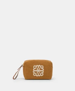 Make Up Bag Pira In Canvas Con Ricamo - Brandy